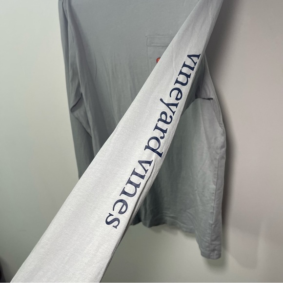 Vineyard Vines Junior XL Gray casual coastal Long Sleeve Tee Tie-Dye Whale Logo - Picture 5 of 10